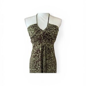 Elegant Green and Brown Maxi Dress From Venus